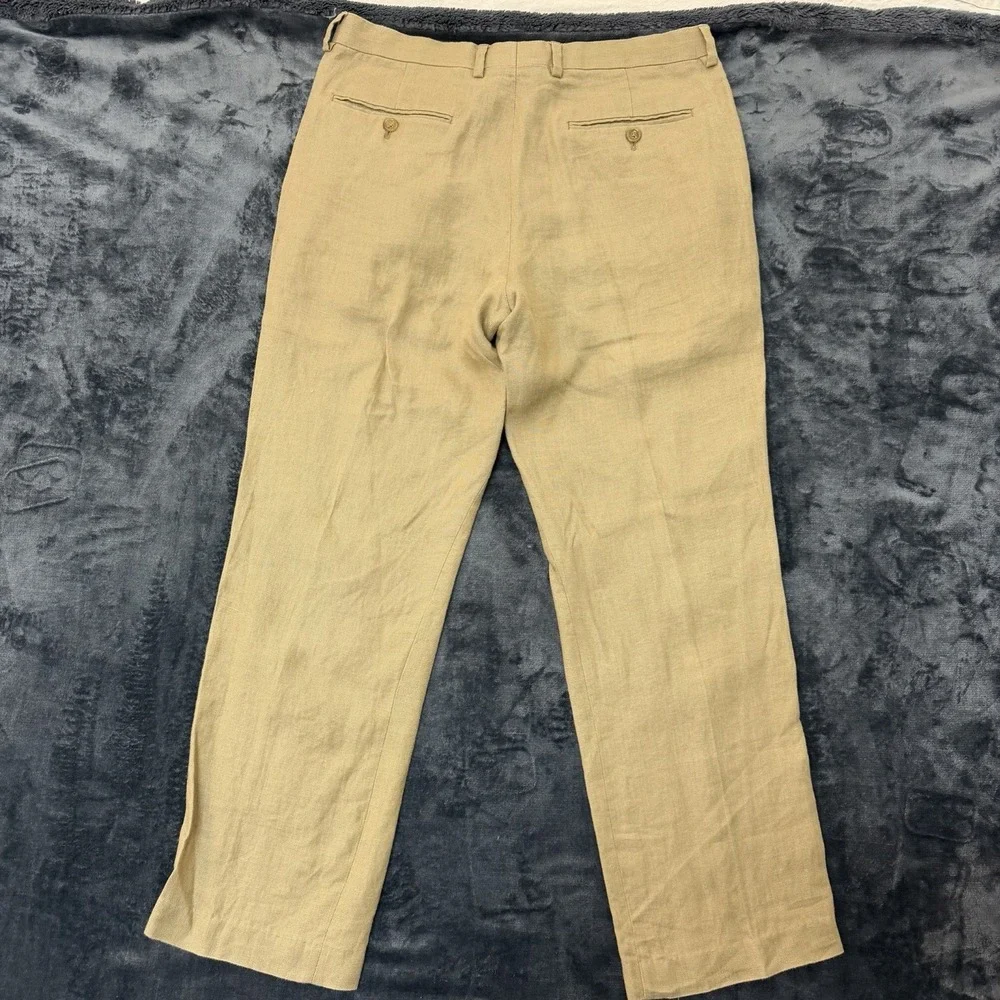 J.Crew Mens Ludlow 100% Linen Pants 32 Tan Khaki Lined Leg Dress Trousers 91031